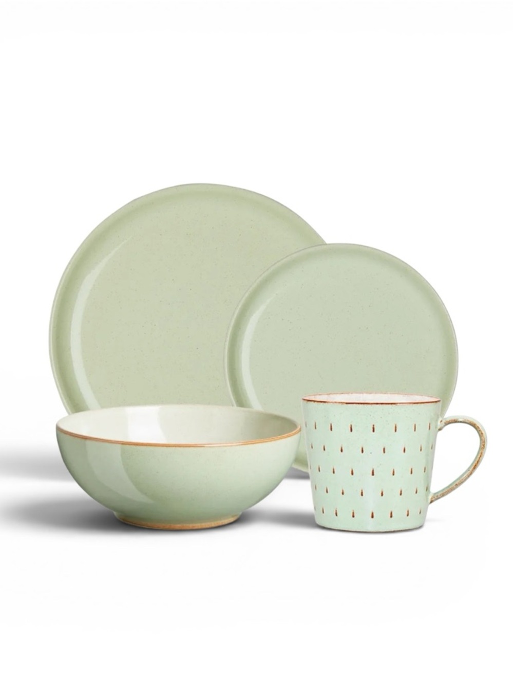 Denby 4 Piece Set. Denby Heritage Orchard Coupe Dinner Plate, Salad, Bowl, Mug.